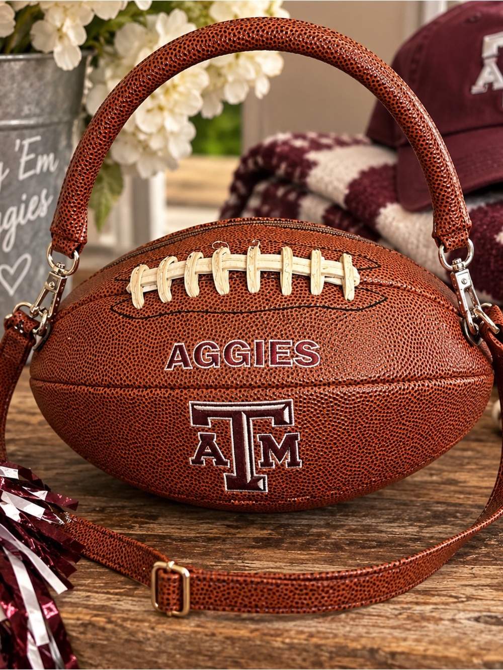 Aggies Football Handbag - Brown - Picture 1 of 1